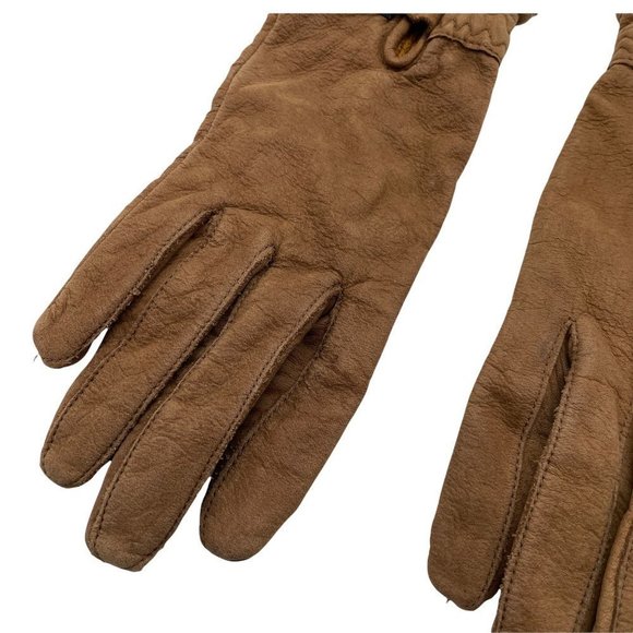𝅺VINTAGE Fownes Leather Gloves Brown Women’s Medium - Picture 4 of 7